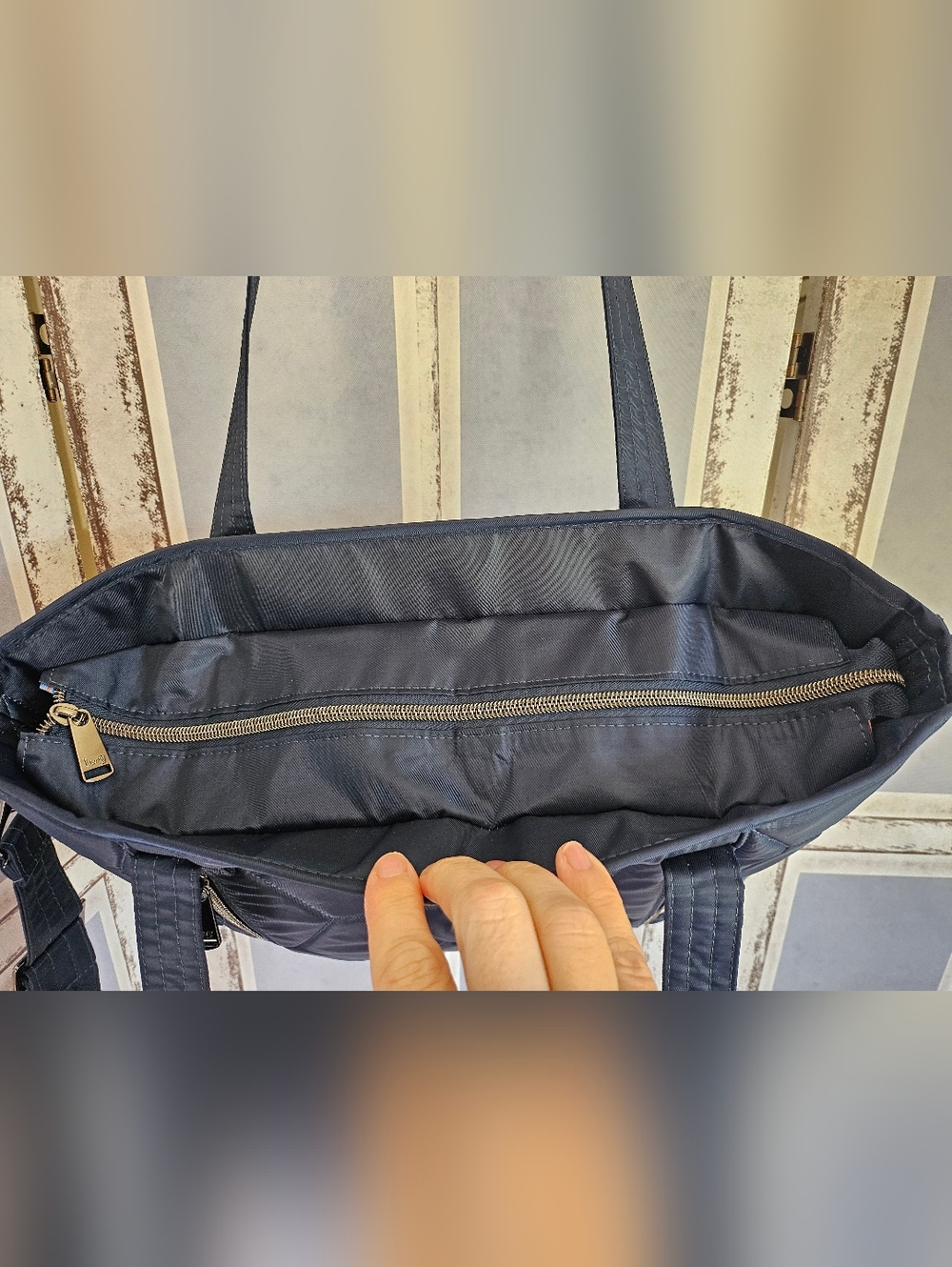 lug Quilted Tote in Navy Blue - Picture 6 of 8